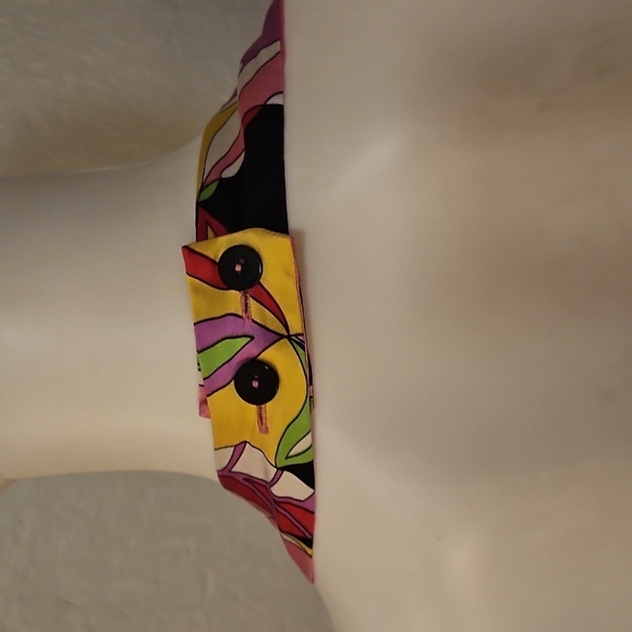 Vtg ROBBIE BEE Vibrant Multicolor Floral Mod Satin Halter Silk Dress - Picture 10 of 12